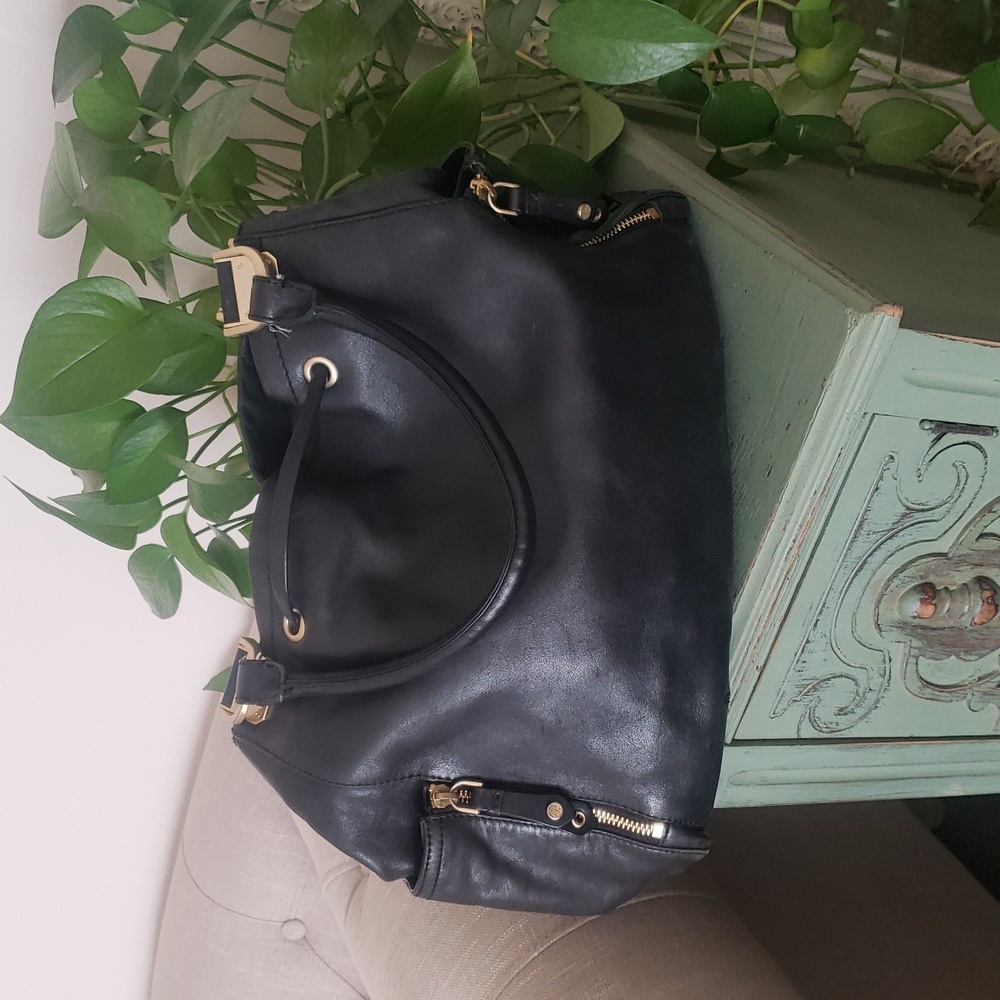 Cole Haan Black Leather Shoulder Tote Bag - Picture 4 of 7